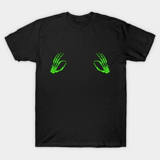 Two Neon Green Skeleton Hands T-Shirt